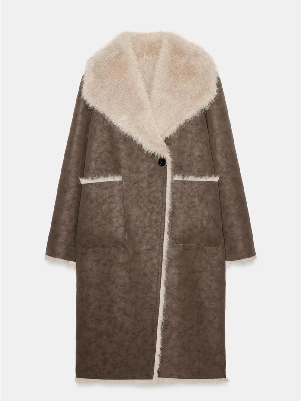 ZARA ~ Reversible Double Faced Faux Fur Coat - Picture 4 of 15